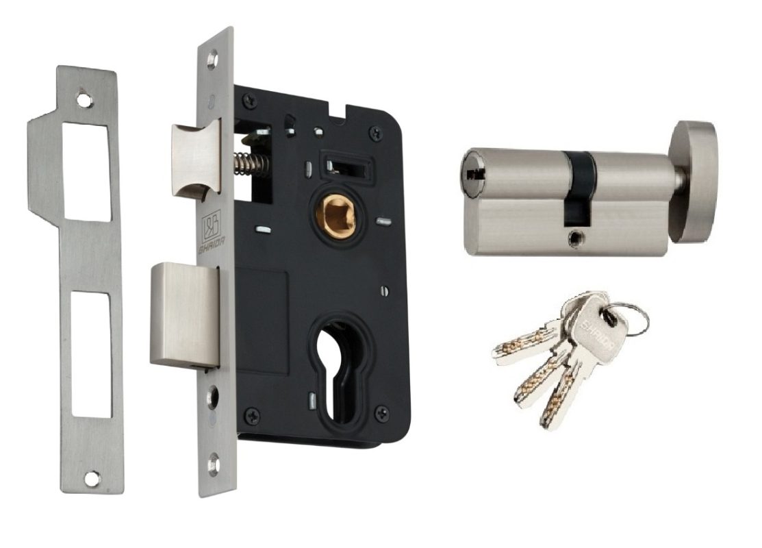 Shrida Brass Mortise 60 mm Pin Cylinder Lock Set