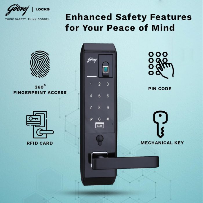 Godrej Catus Touch Plus I Smart Digital Lock/Locks for Wooden Main Door I 4 in 1 Access I Black Finish