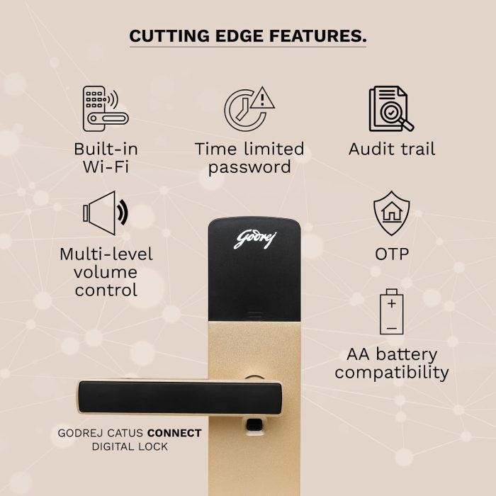 Godrej Catus Connect Digital Lock for Wooden Door | 5 in 1 Access