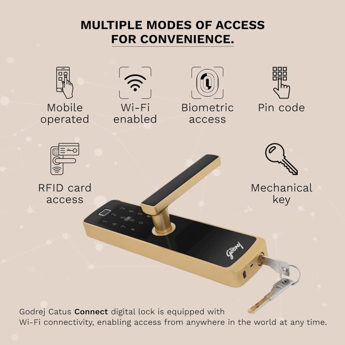 Godrej Catus Connect Digital Lock/ Electronic Locks for Wooden Door | 5 in 1 Access