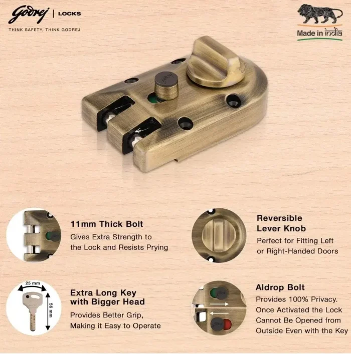 Godrej Ultra XL+ Vertibolt 1CK Door Lock Antique Brass