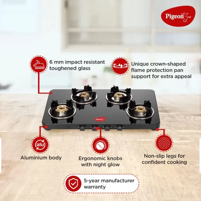 Pigeon Ultra Slim Gas Stove with 4 Burners