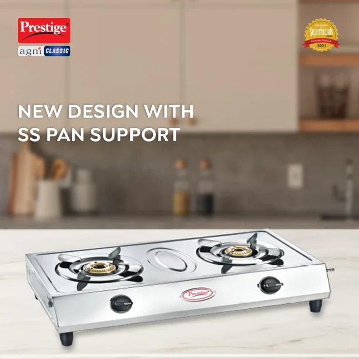Prestige 2 Burner Gas Stove | Agni Classic | Stainless Steel