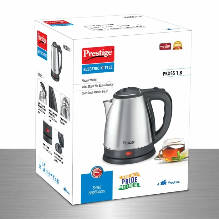 Prestige PKOSS Stainless Steel Electric Kettle 1500W, 1.8L (Silver)