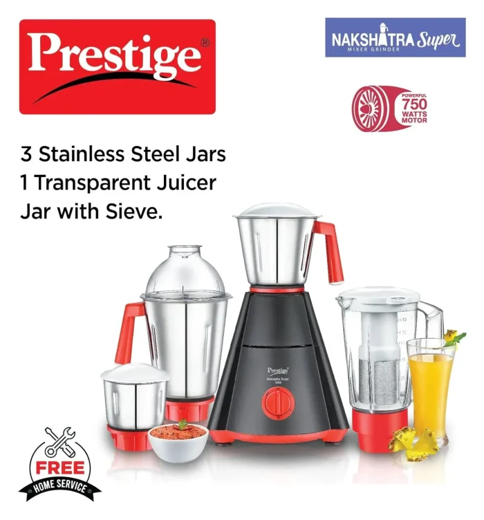 Prestige Nakshatra Super Mixer Grinder with 4 Jars
