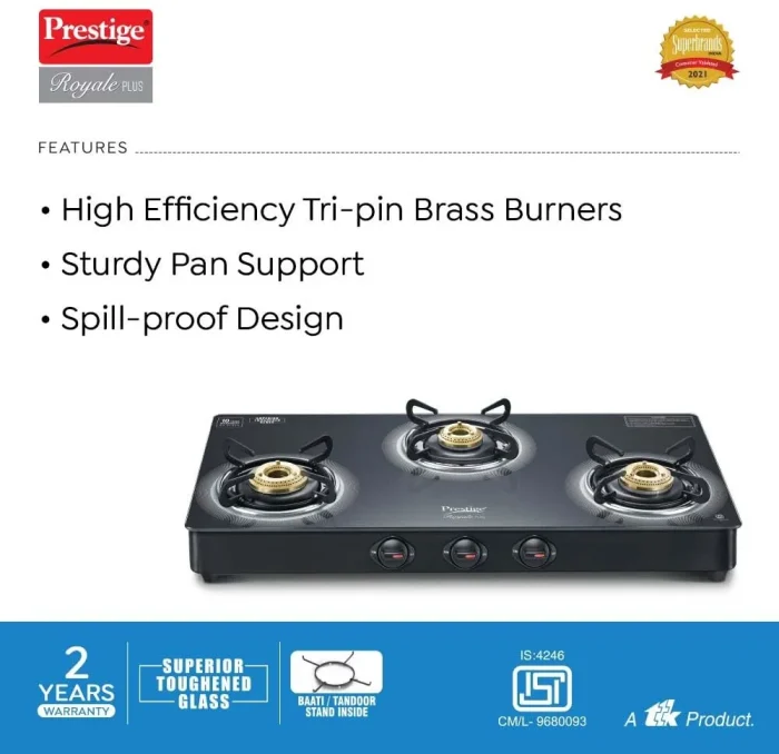 Prestige Royale plus 3 burner gas stove