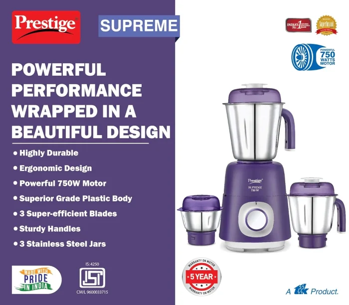 Prestige Supreme Mixer Grinder with 3 Jars 